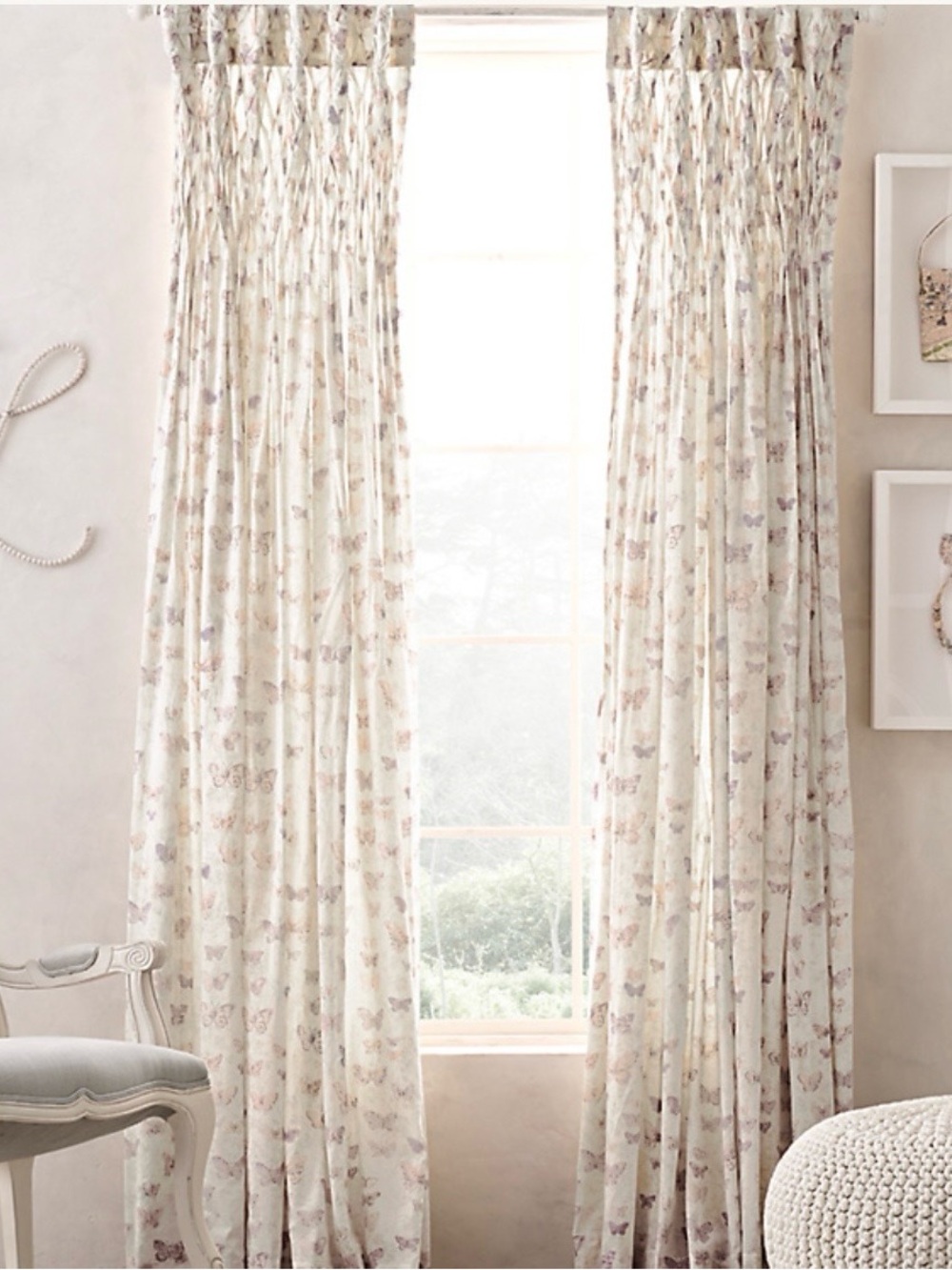 Vintage Butterfly Print Drapery Panels - Home Accents